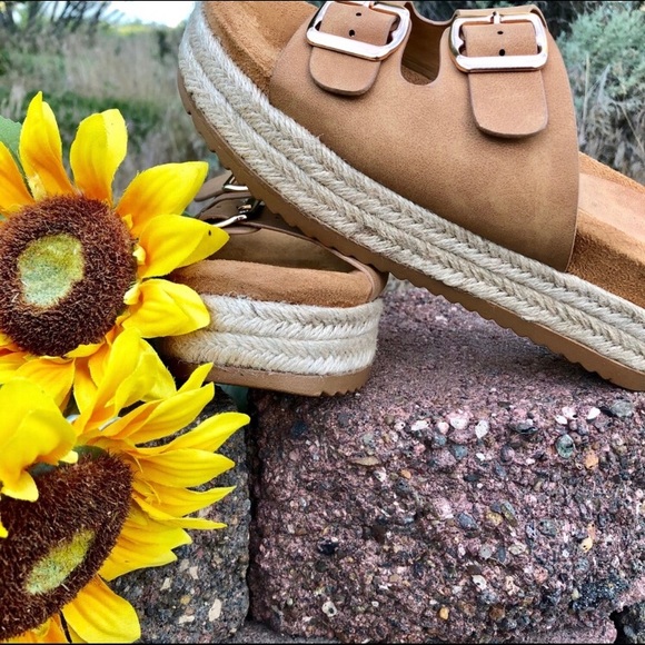 New! Tan Espadrille Birkenstock Style Sandal - Picture 5 of 8